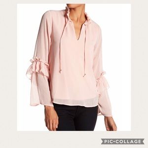 Want & Need Chiffon Peasant Lined Blouse